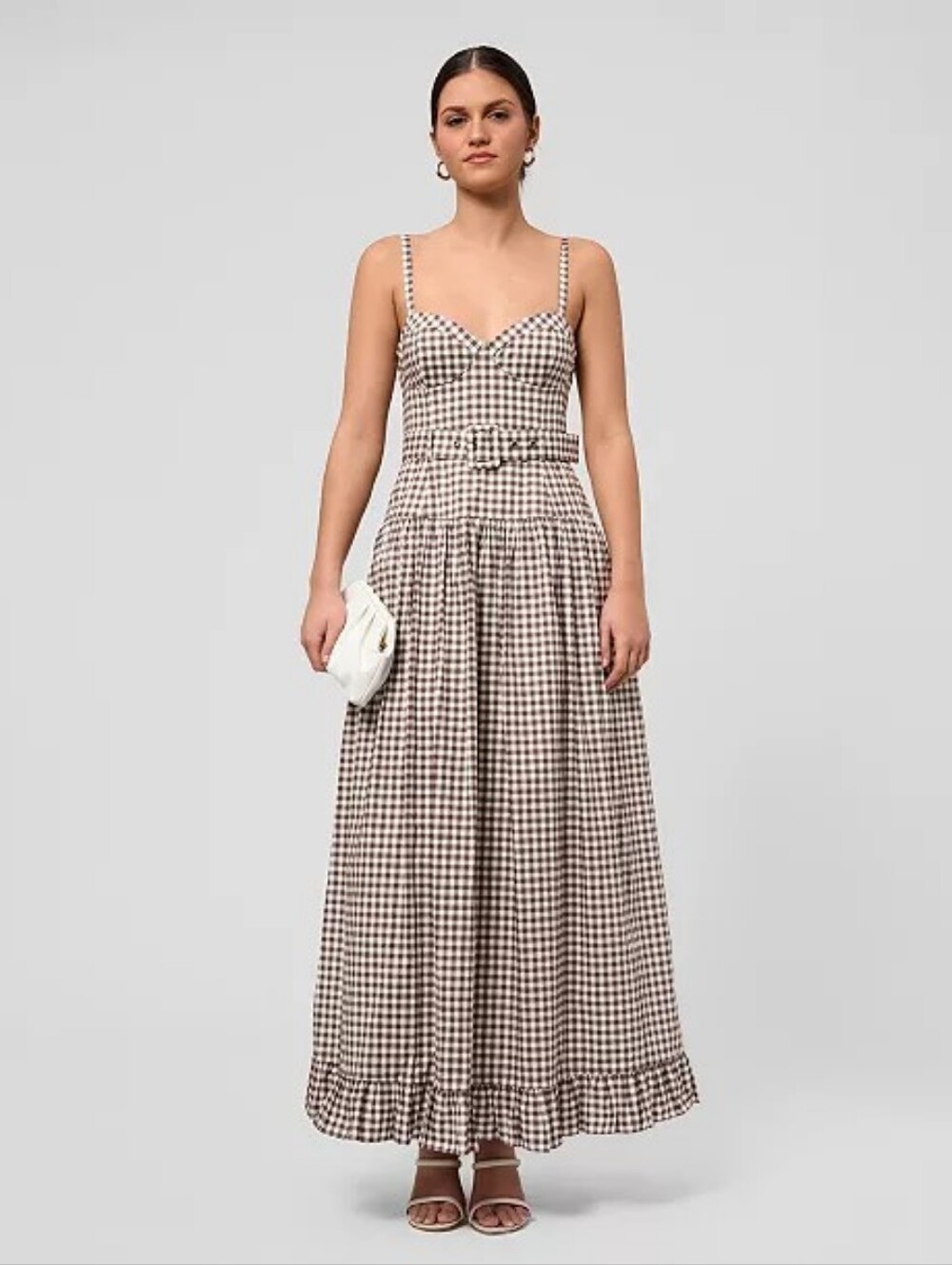 RACHEL Rachel Roy Women's Elodie Sweetheart Neck Gingham Maxi Dress Size 12 NWT